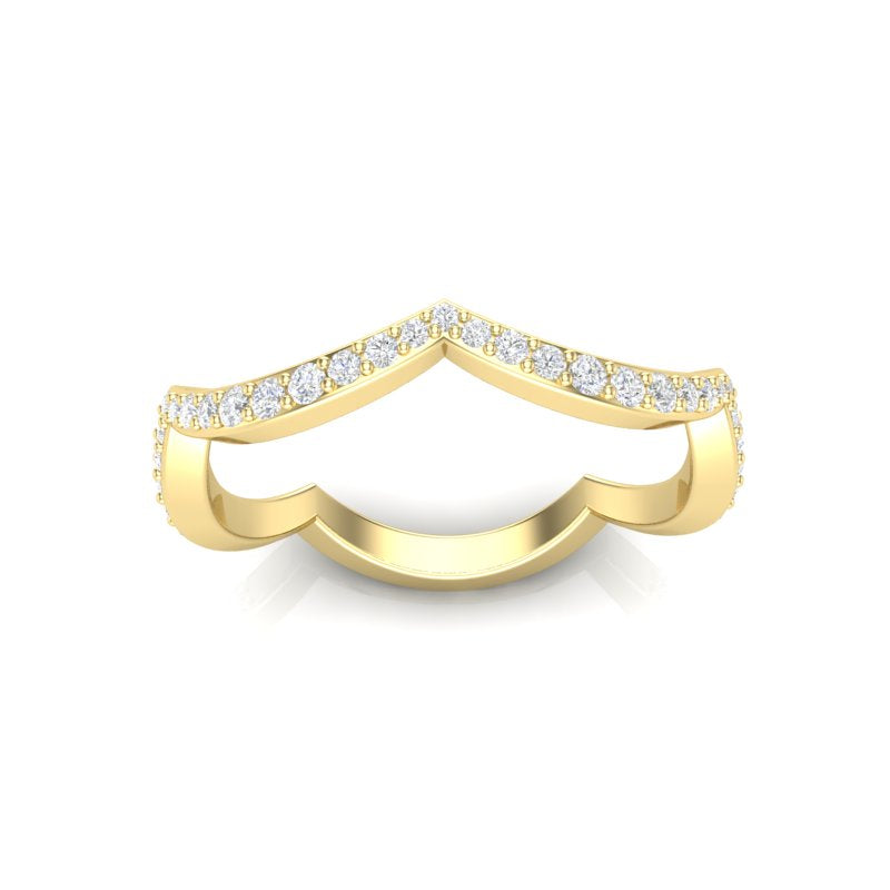 14k Gold Curved Diamond Stackable Ring Wedding Band - Abtin & Company 