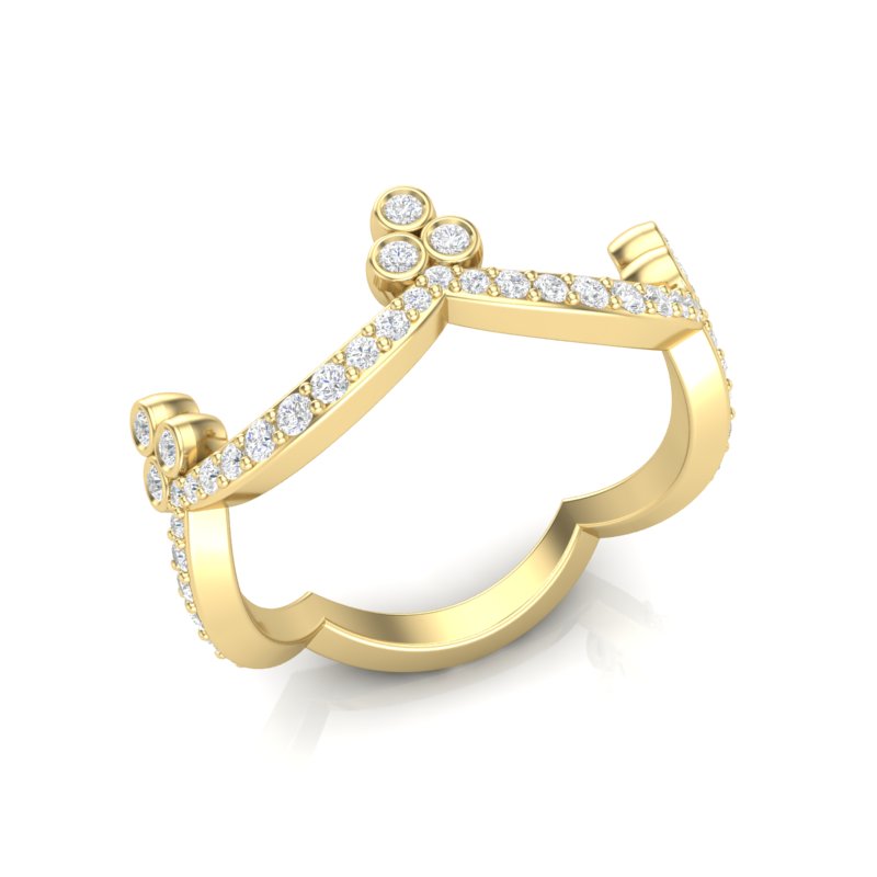 14k Gold Diamond Tiara Stackable Ring Wedding Band - Abtin & Company 