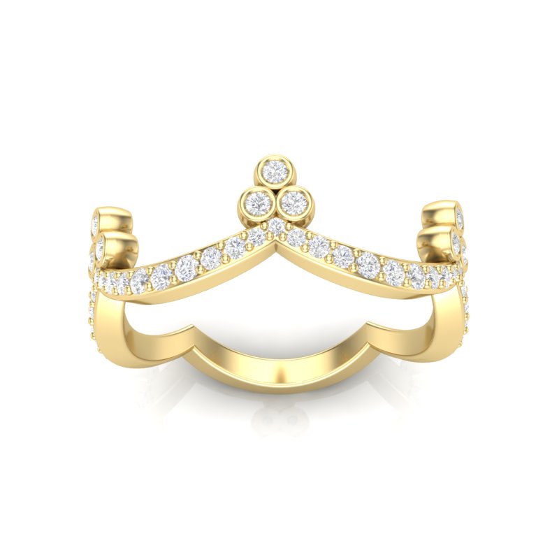 14k Gold Diamond Tiara Stackable Ring Wedding Band - Abtin & Company 