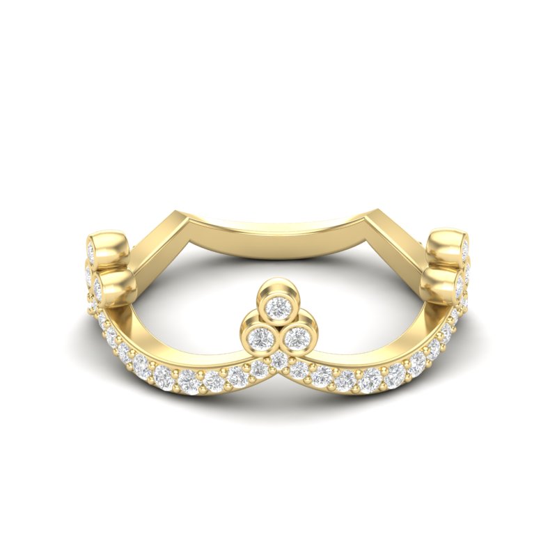 14k Gold Diamond Tiara Stackable Ring Wedding Band - Abtin & Company 