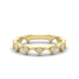 14k Gold Diamond Vintage Tiara Stackable Ring Wedding Band - Abtin & Company 