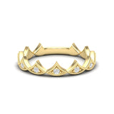 14k Gold Diamond Vintage Tiara Stackable Ring Wedding Band - Abtin & Company 