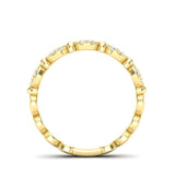 14k Gold Cluster Circular Mount Diamond Stackable Ring Wedding Band - Abtin & Company 