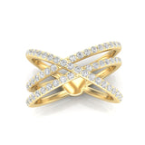 14K Gold Diamond Criss-Cross Ring - Abtin & Company 