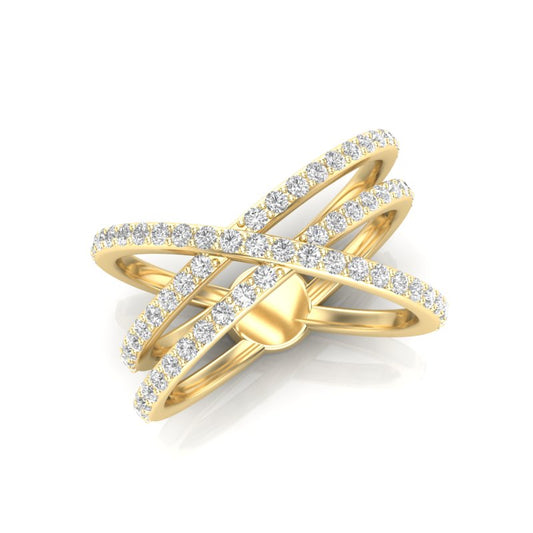 14K Gold Diamond Criss-Cross Ring - Abtin & Company 