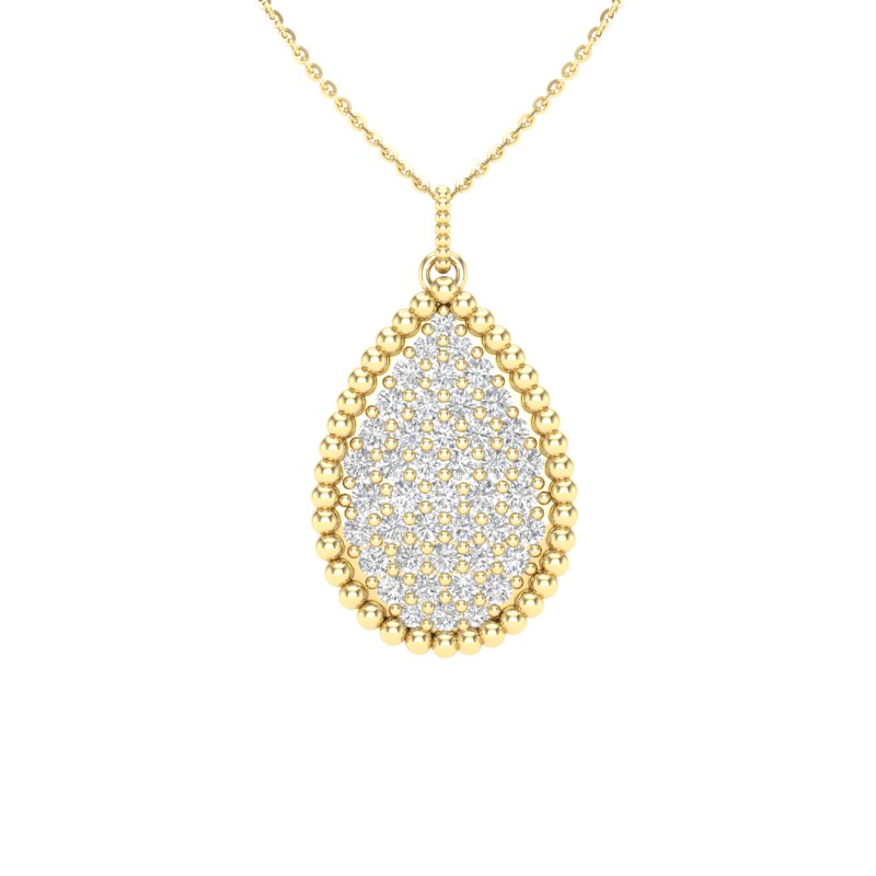 14K Diamond Pear Shaped Pendant/Diamond Tear-drop Pendant - Abtin & Company 