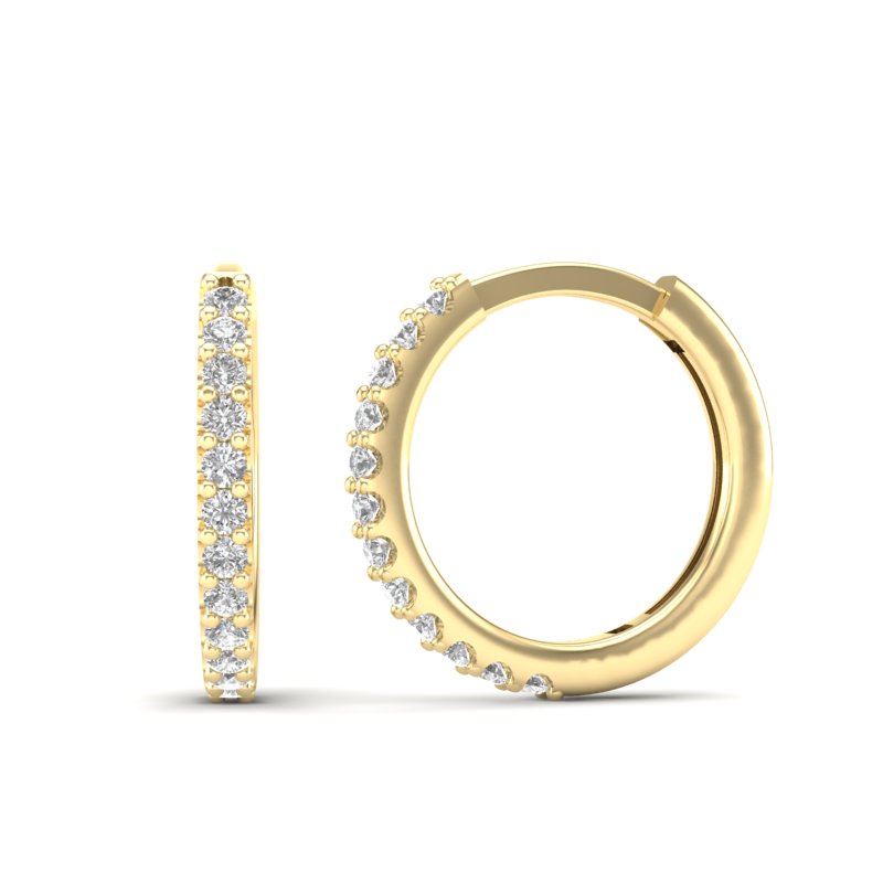 14k Gold Diamond Huggie Earrings,  Earring, ABH-102-D, diamond huggie earrings, Earring, Belarino