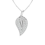 14K Gold Diamond Leaf Pendant - Abtin & Company 