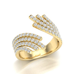 14K Gold Diamond Bypass Fahion Ring. GGDB-282-D,  Rings & Stackable Bands, Diamond, Belarino