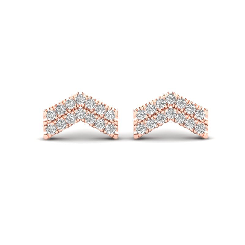 14K Chevron Diamond Studd Earrings ABE-132-D,  Earring, , Belarino