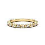 14k Gold Diamond Vintage Marquise Wedding Band Stackable Ring - Abtin & Company 