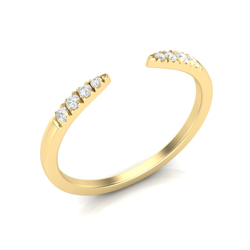 14k Gold Open Minimal Diamond Ring Stacking Band - Abtin & Company 