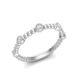 14k Gold Beaded Bezel Diamond Stackable Ring Wedding Band - Abtin & Company 