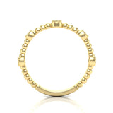 14k Gold Beaded Bezel Diamond Stackable Ring Wedding Band - Abtin & Company 