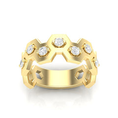 14k Gold Honeycomb Diamond Ring,  diamond ring, ABB-148-D, Diamond, honeycomb diamond ring, Rings & Stackable Bands, Belarino