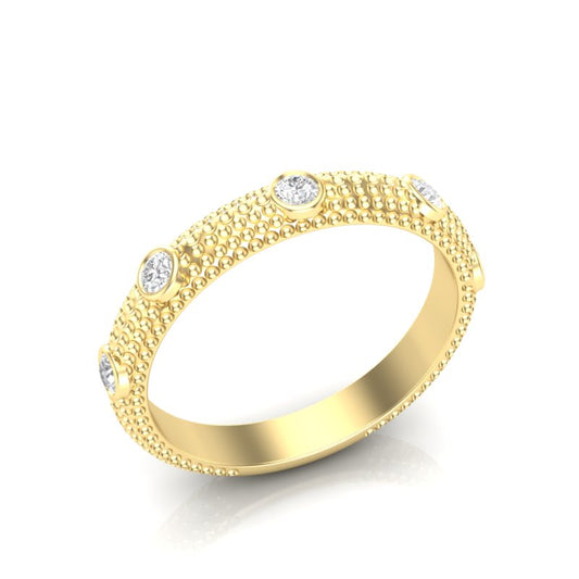 14k Gold 5 Stone Diamond Stackable Ring Wedding Band - Abtin & Company 