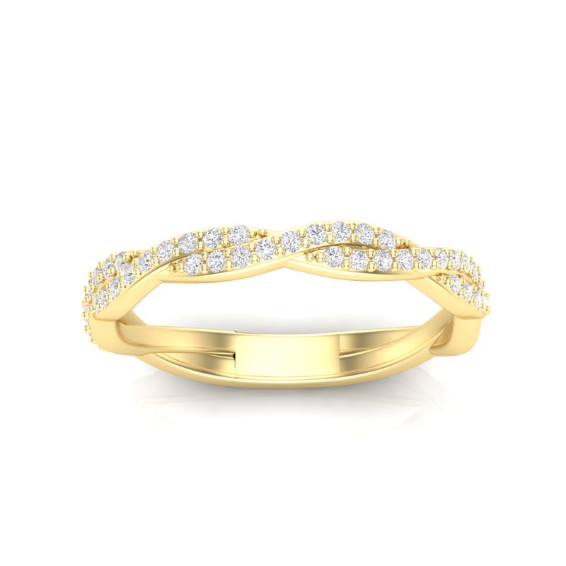 14k Gold Twisted Braid Diamond Stackable Ring Wedding Band - Abtin & Company 