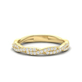 14k Gold Twisted Braid Diamond Stackable Ring Wedding Band - Abtin & Company 