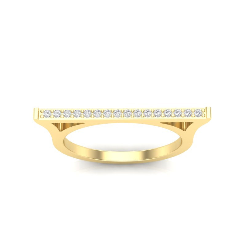 14k Gold Diamond Bar Ring Band - Abtin & Company 