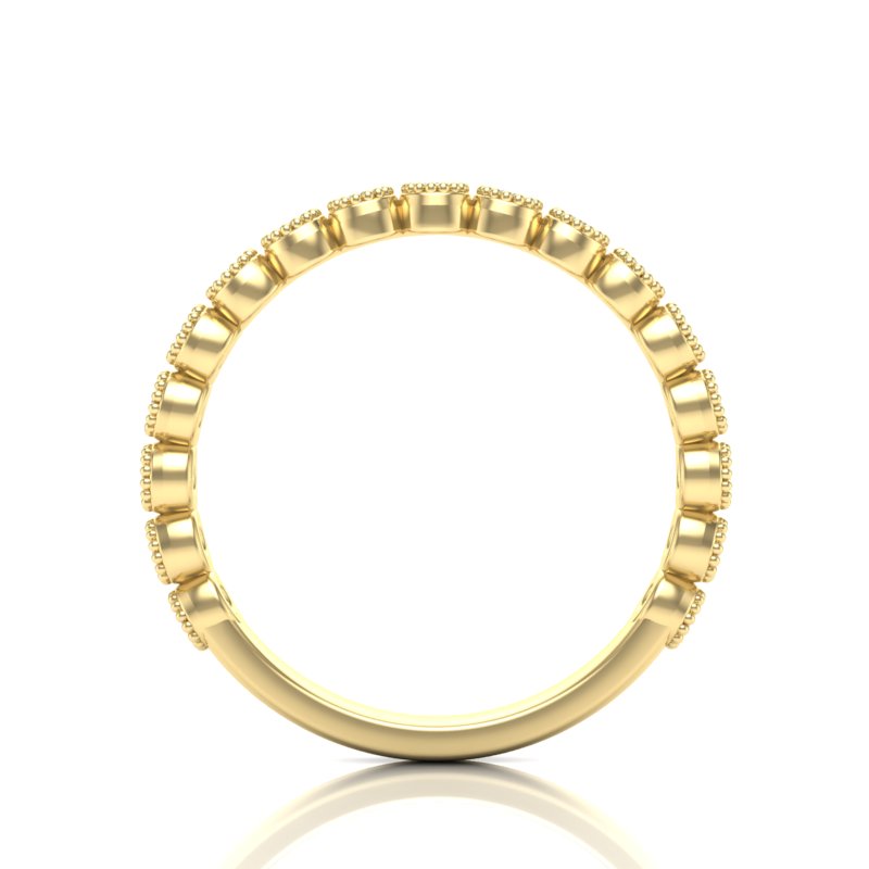 14k Gold Diamond Milgrain Bezel Stackable Ring Wedding Band - Abtin & Company 