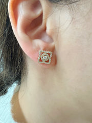14K Diamond Lotus Stud Style Earrings ABE-108/1-D,  earring, Earring, Belarino