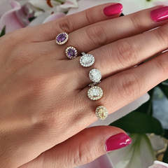 14K Gold Diamond & Purple Sapphire Open Ring. GGDB-300R-PUSDD,  Color Stones, Color Stones, Belarino