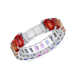 14K Multi-Sapphire Rainbow Ring ABB-340-RWB - Abtin & Company 