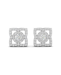 14K Diamond Lotus Stud Style Earrings ABE-108/1-D,  earring, Earring, Belarino