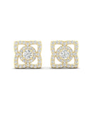 14KGold Diamond Lotus Stud Style Earrings - Abtin & Company 