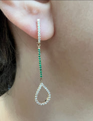 14K Diamond & Emerald Teardrop Dangle Earring ABE-107/3-EMD,  Earring, Earring, Belarino