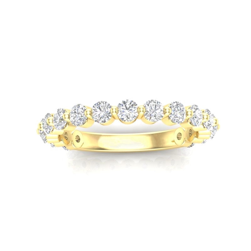 14K Gold Floating Diamond Stackable Wedding Band - Abtin & Company 