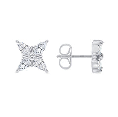 14K Floral Style Marquise-cut Diamond Stud Earrings ABE-172.2-D,  Earring, Earring, Belarino