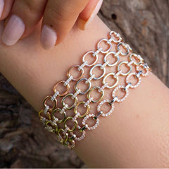 14K Gold Diamond Chain-Link Bracelet/Two-Tone Bracelet GGDBR-100.1C2-D,  Bracelet, Bracelet, Belarino