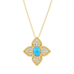 14K Yellow Gold Diamond & Turquoise Necklace/Pendant. GGDP-136Y-TQD,  Pendant, Pendant, Belarino