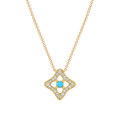 14K Yellow Gold Diamond & Turquoise Necklace/Pendant. GGDP-118Y-TQD,  Pendant, Pendant, Belarino