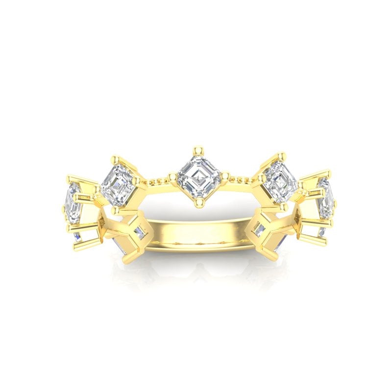 14K Gold Asscher-cut Diamond Wedding Stackable Ring - Abtin & Company 