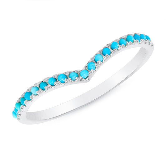 14K Turquoise V-Shaped Chevron Stacking Band - Abtin & Company 