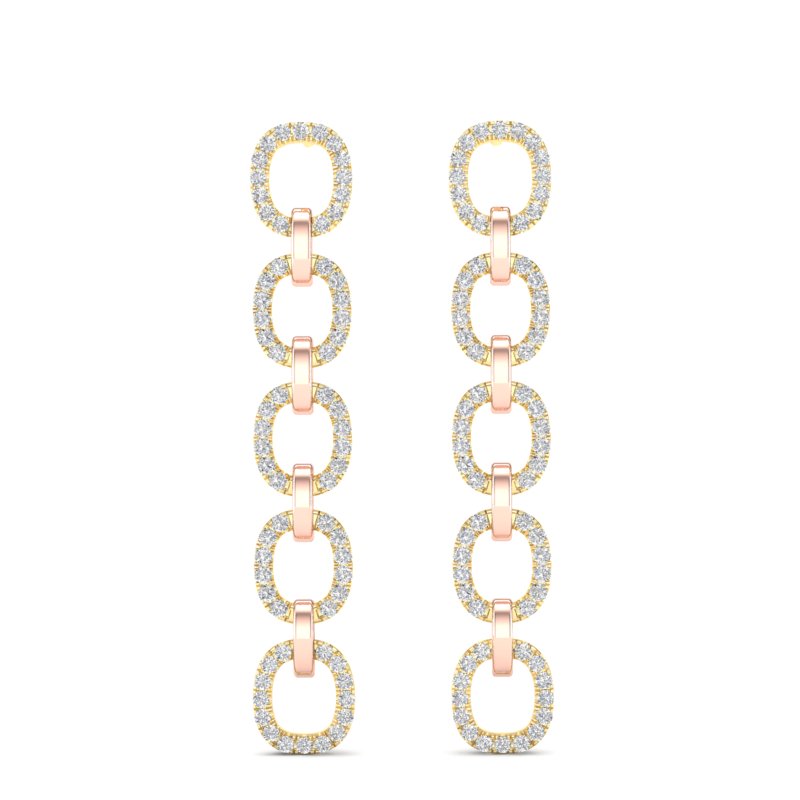 14k Gold Diamond Chain-Link Drop Earrings GGDE-103.2C4-D,  Earring, Earring, Belarino