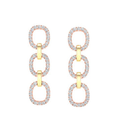 14k Gold Diamond Chain-Link Drop Earring. GGDE-102.2C5-D,  Earring, Earring, Belarino