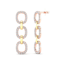14k Gold Diamond Chain-Link Drop Earring. GGDE-102.2C5-D,  Earring, Earring, Belarino