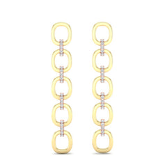 14k Gold Diamond Chain-Link Drop Earrings. GGDE-103.1C4-D,  Earring, Earring, Belarino