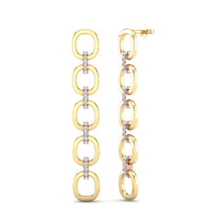 14k Gold Diamond Chain-Link Drop Earrings. GGDE-103.1C4-D,  Earring, Earring, Belarino