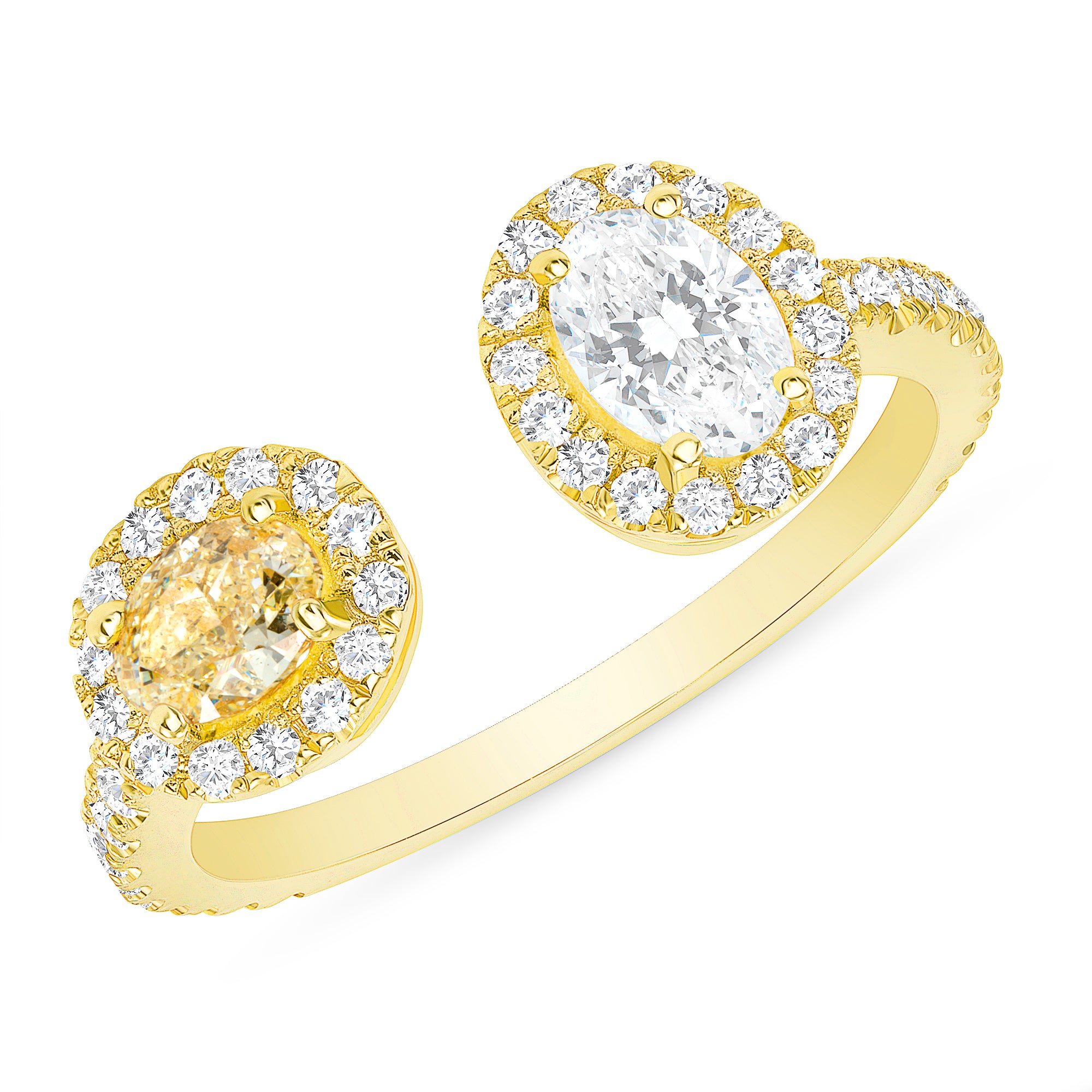 14K Gold Fancy Yellow Diamond Combination Open Ring. GGDB-300Y-FYDD,  Color Stones, Color Stones, Belarino